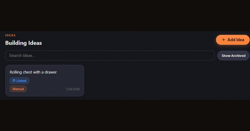 Step 1 of 3: a real Idea captured in WouldBuild -- 