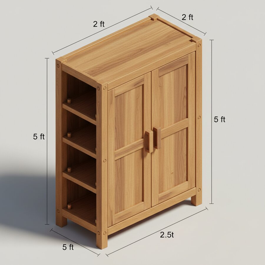 Real AI-generated concept render of a floor-standing storage cabinet project, produced by WouldBuild's generator